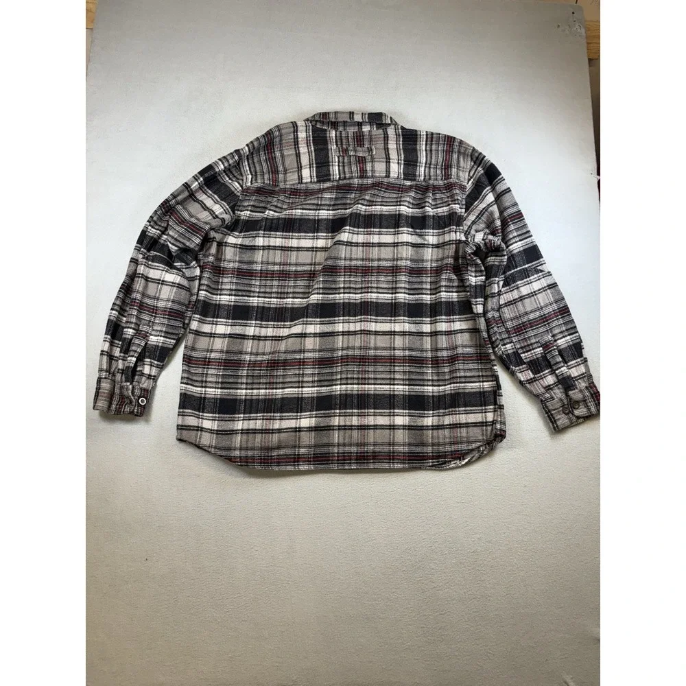 Woolrich Oxbow Bend Flannel Shirt Men's XXL Gray Black Red Plaid Cotton Warm